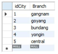 City table records