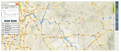 국가광물자원지리정보망의 WEB GIS 메뉴