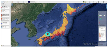 Gsj Navi 상에 가시화된 일본 지진재해도 (AIST, 2019)