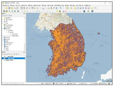 PostGIS와 QGIS 연동 화면