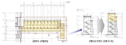 평면 및 계단실 단면 설계 전후