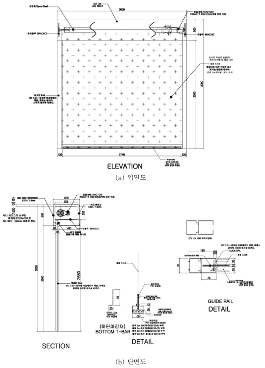 스크린 자동방화셔터 표준시험체 형태