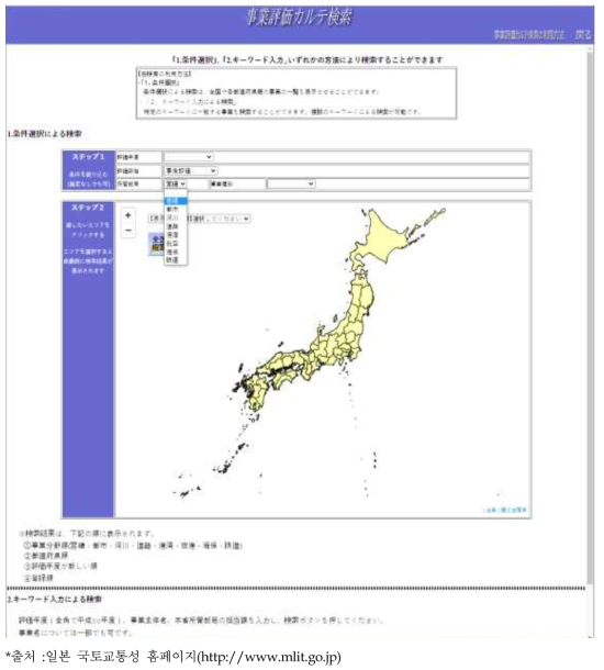 일본 사후평가 결과 검색