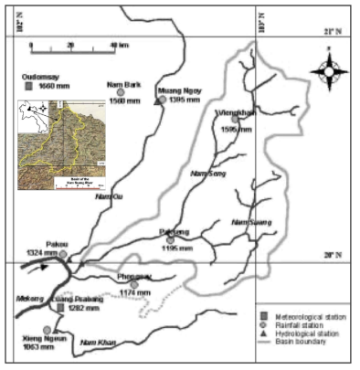 Ban Sibounhom 관측소 기준 Nam Suang 강 유역도(UNESCO-IHP, 2002b)