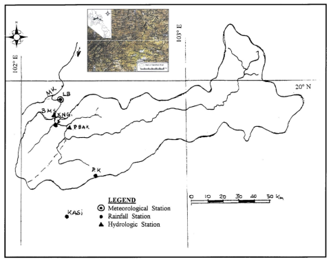Ban Mixai 관측소 기준 Nam Khan 강 유역도(UNESCO-IHP, 1997a)