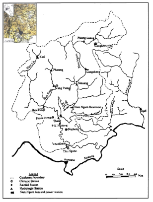 Tha Ngon 관측소 기준 Nam Ngum 강 유역도(UNESCO-IHP, 1997b)