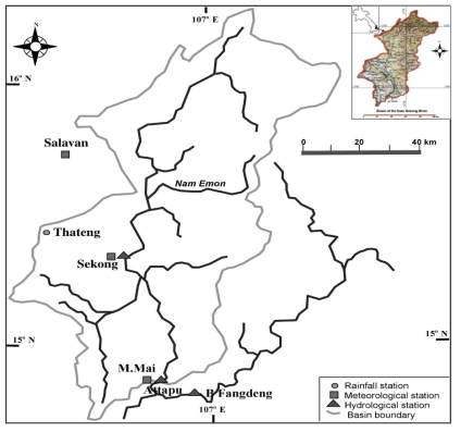 Attapeu 관측소 기준 Se Kong 강 유역도(UNESCO-IHP, 2002c)