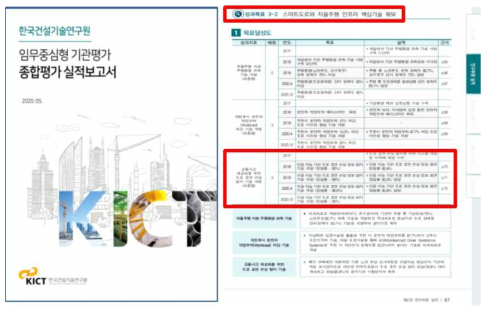 KICT 연구성과계획서 성과지표(3-2-3)