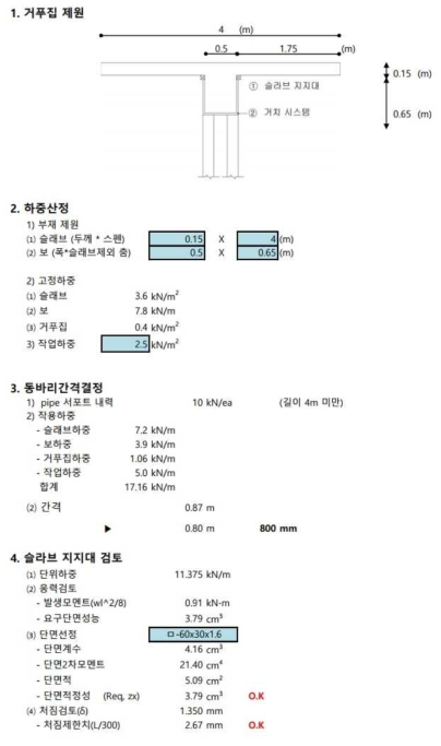 500✕800 단면거푸집 시스템 검토결과