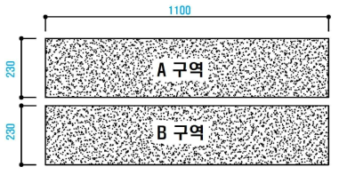 투수 아스팔트 포장체(시험군, A구역) 및 불투수포장(대조군, B구역) 평면도