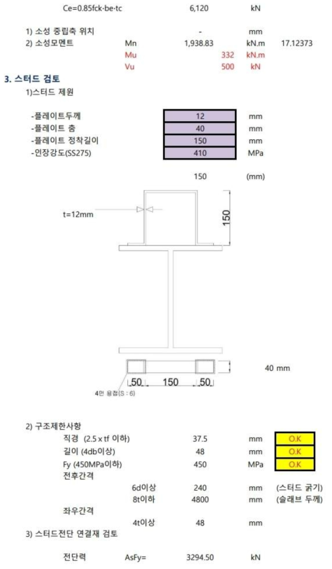 완전합성을 고려한 지하합성벽 설계(계속)