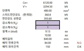 완전합성을 고려한 지하합성벽 설계(계속)