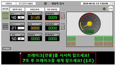 화면: 전축 제동력 검사 시작