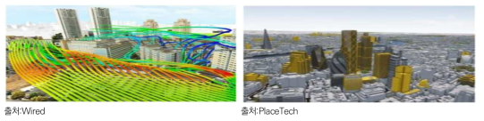 Virtual Singapore Project(좌), VU. CITY의 런던 3D 모델(우)