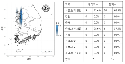 흰날개해오라기 번식지 및 둥지수 현황