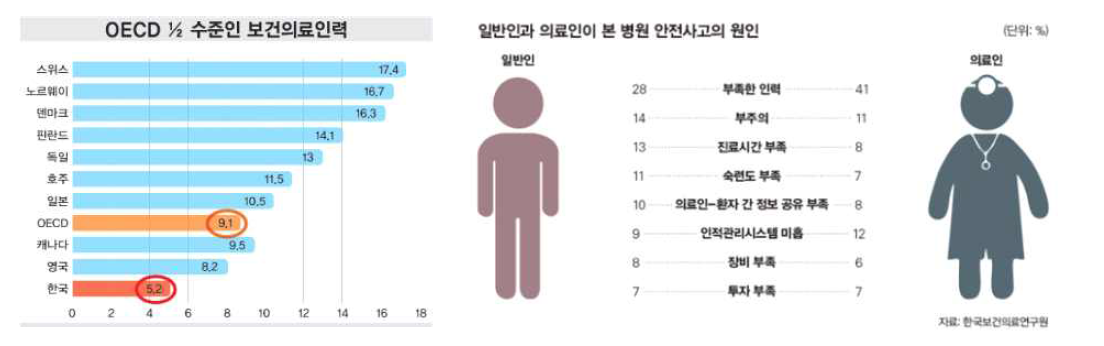 보건의료 인력의 부족의 현황 및 의료 안전사고의 주요 원인