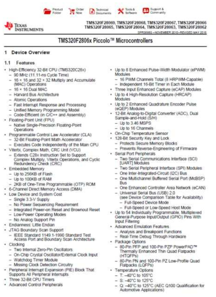 TMS320F28069 Datasheet Device Overview