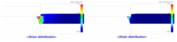 쉐이빙공정의 응력 및 변형율 결과