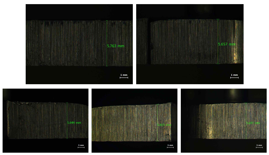5번 시제품 절단면 관찰 결과