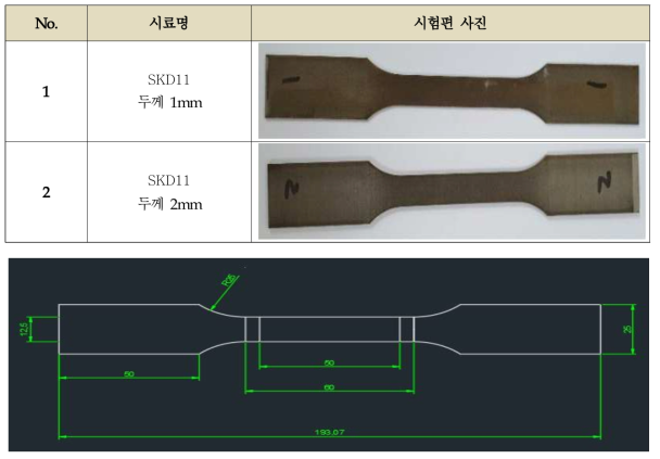 시험편 및 2D도면