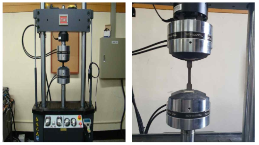 MTS system for tensile loading