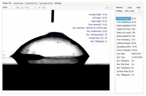 A-1-2의 접촉각 측정결과