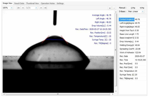 B-1-3의 접촉각 측정결과