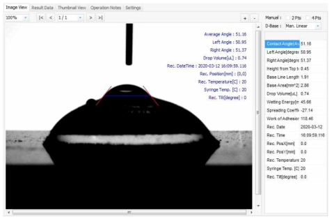 C-1-3의 접촉각 측정결과