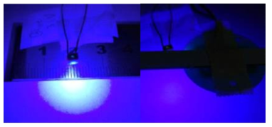SMD LED(방사각 120도) 조사 테스트 (높이 10mm 조사면적 지름 약 20mm)