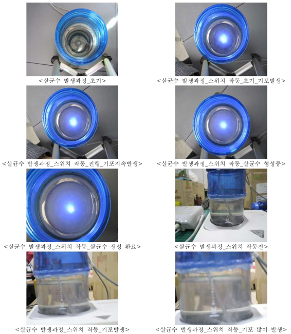 자가 살균장치의 작동 및 테스트