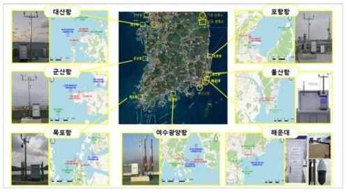 주요항만 중심 해무관측망 구축 현황 (국립해양조사원, 2017)