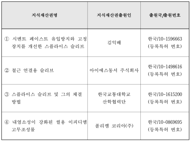 국내 대표적 지식재산권 현황