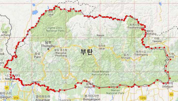부탄의 지도