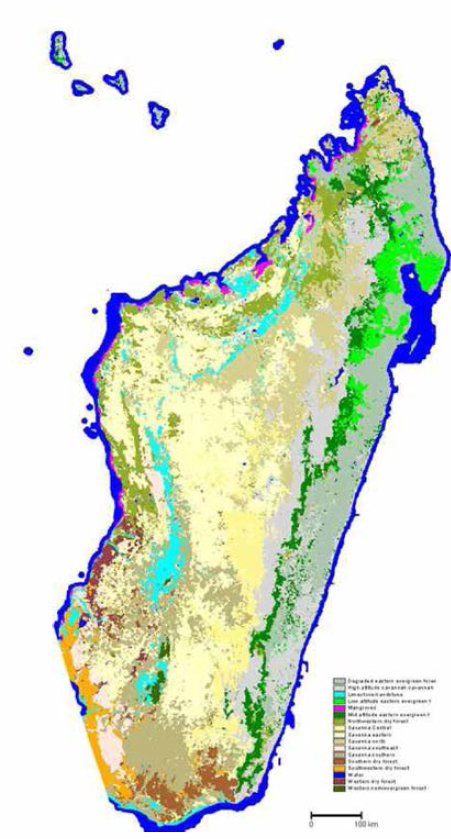 마다가스카르 육지 식생도 및 연안 해양생태계