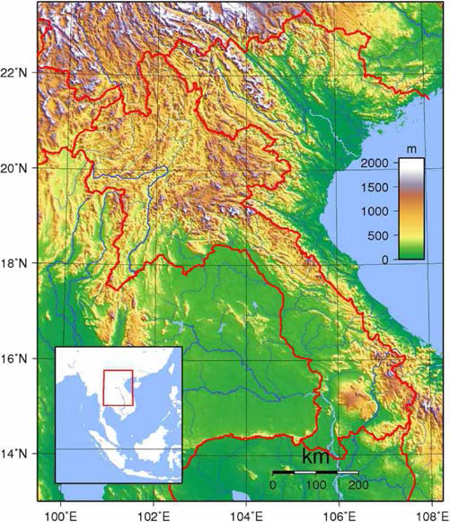 라오스의 지형도