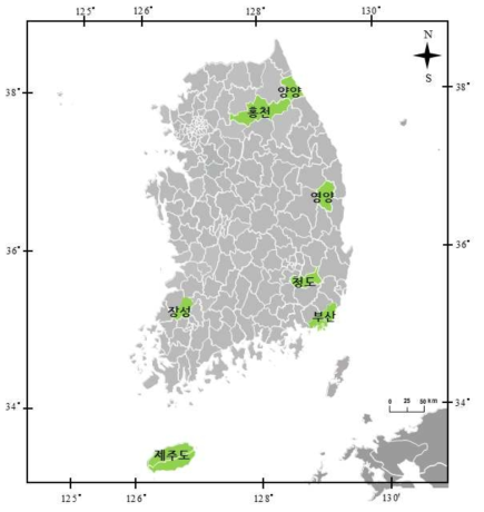 운문산반딧불이 및 파파리반딧불이 개체 확보 지점