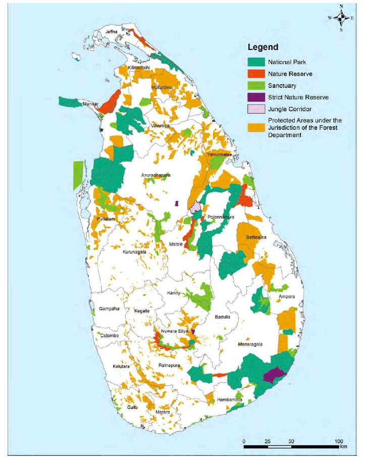 스리랑카의 보호구역 (출처: National biodiversity strategic action plan 2016-2022)