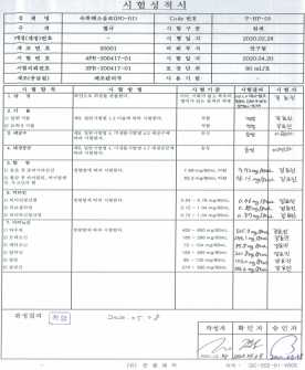 숙취해소음료 시험성적서