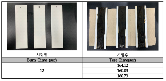 GF-SMC의 화염 저항성 시험 결과