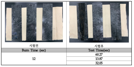 CF-SMC의 화염 저항성 시험 결과