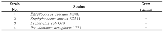 List of bacterial strains used for antibacterial activity test