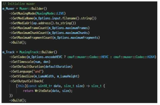 Builder 기반 Muxing 및 Demuxing API 사용 코드