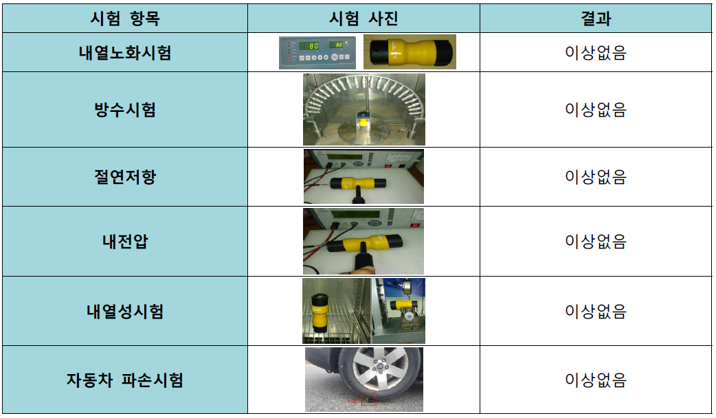 인증 전 시험을 위한 사전 시험 결과