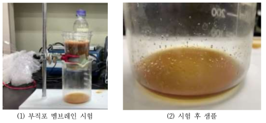 부직포 멤브레인의 유수분리 1차 모의시험