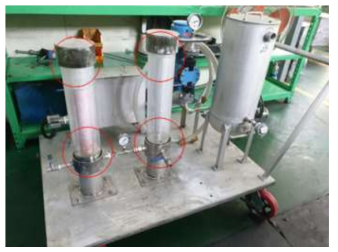 필터형 유수분리기 누유부 사진