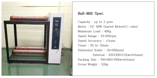 Ball Mill 장비 사진 및 스펙