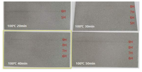 소성 시간별 코팅의 연필 경도 결과