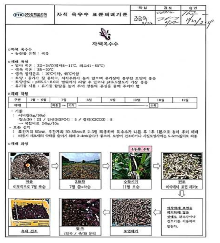 자색옥수수 표준 재배기준