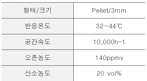 오존 분해 효율 실험 조건