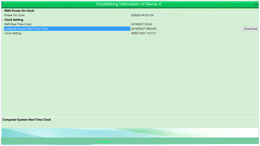 Clock Setting Information of Device :0 화면